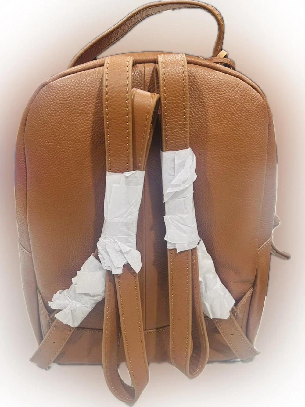 NWT Anne Field Cognac Pebble Leather Backpack Bag w/Zippered Closures